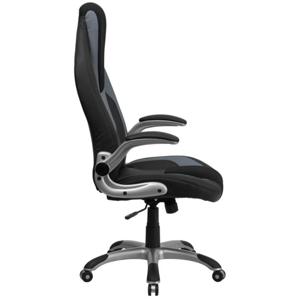 Nice High Back & Vinyl Executive Swivel Ergonomic Office Chair w/ Mesh Insets & Flip-Up Arms Black Mesh Inserts in Headrest and Seat office chairs near  Oviedo at Capital Office Furniture