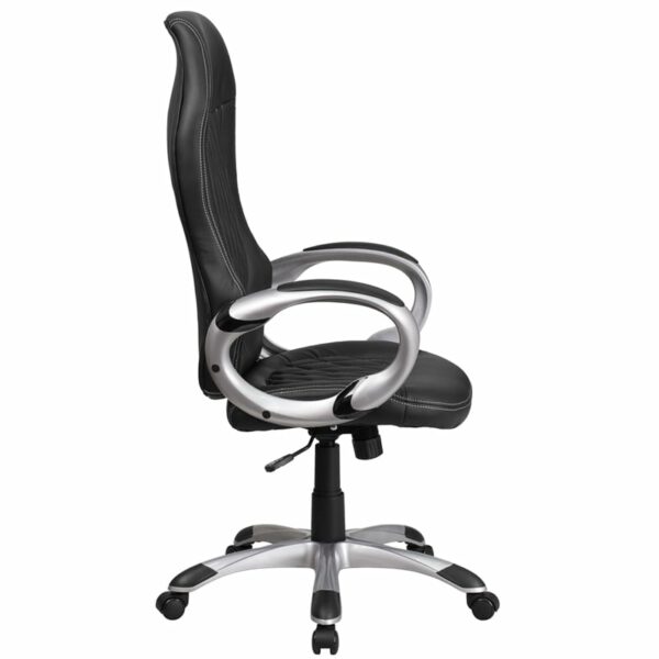 Nice High Back Vinyl Executive Swivel Office Chair w/ Arms Contrasting White Stitching office chairs near  Daytona Beach at Capital Office Furniture