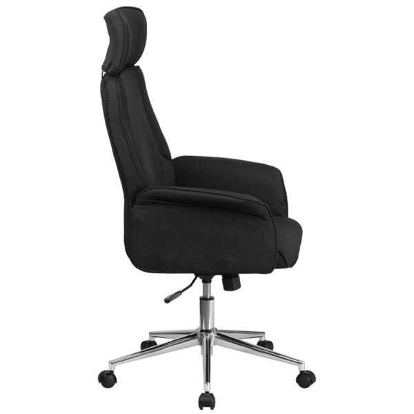 Nice High Back Fabric Executive Swivel Office Chair w/ Chrome Base & Fully UpholsteArms Welt Trim office chairs near  Oviedo at Capital Office Furniture