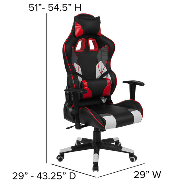 Nice Alpha Reclining Gaming Chair Racing Office Ergonomic PC Adjustable Swivel Chair w/ Adjustable Lumbar Support