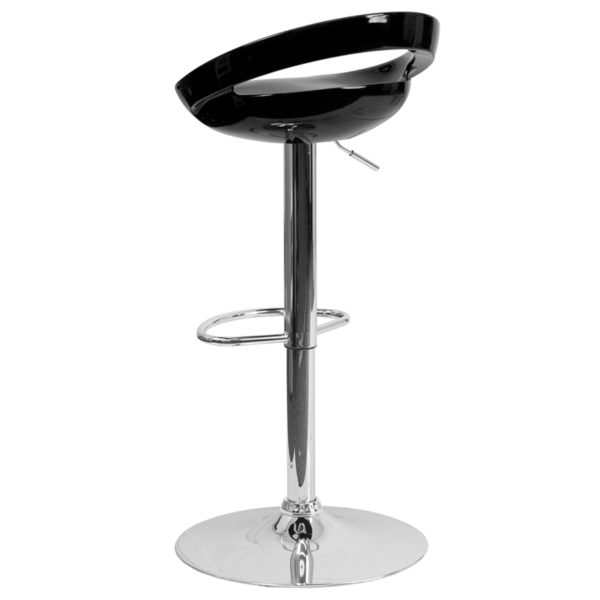 Nice Contemporary Plastic Adjustable Height Barstool w/ Rounded Cutout Back & Chrome Base Swivel Seat kitchen and dining room furniture near  Altamonte Springs at Capital Office Furniture