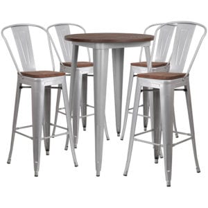 Buy Bar Height Table and Stool Set 30RD Silver Metal Bar Set in  Orlando at Capital Office Furniture