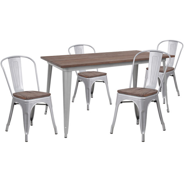 Buy Table and Chair Set 30x60 Silver Metal Table Set near  Clermont at Capital Office Furniture