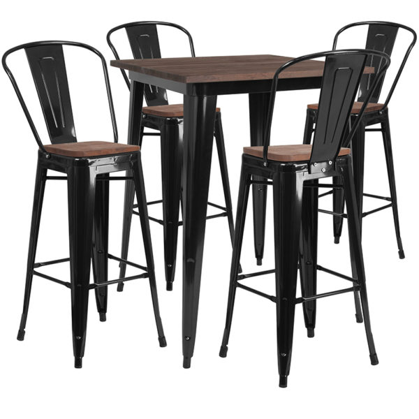 Buy Bar Height Table and Stool Set 31.5SQ Black Metal Bar Set near  Winter Park at Capital Office Furniture