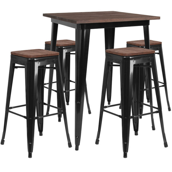 Buy Bar Height Table and Stool Set 31.5SQ Black Metal Bar Set near  Saint Cloud at Capital Office Furniture