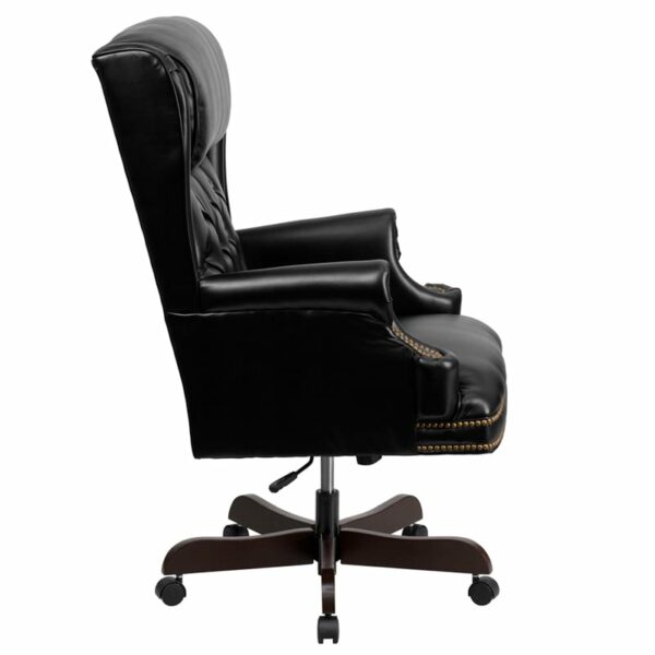 Nice High Back Traditional Tufted LeatherSoft Executive Ergonomic Office Chair w/ Oversized Headrest & Nail Trim Arms Button Tufted Back office chairs near  Ocoee at Capital Office Furniture
