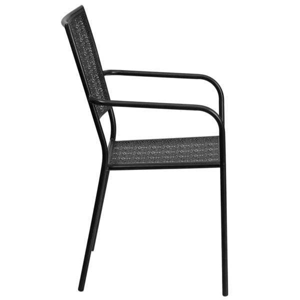 Nice Commercial Grade Indoor-Outdoor Steel Patio Arm Chair w/ Square Back Square Back Design patio chairs near  Clermont at Capital Office Furniture