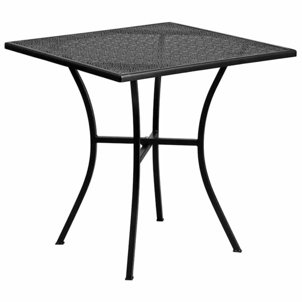 Nice Commercial Grade 28in Square Indoor-Outdoor Steel Patio Table Set w/ 2 Square Back Chairs Designed for Indoor and Outdoor Use patio table and chair sets near  Winter Park at Capital Office Furniture