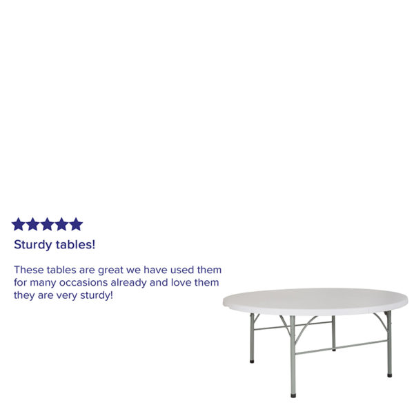 Nice 6-Foot Round Bi-Fold Granite Plastic Banquet & Event Folding Table w/ Carrying Handle 771 lb. Static Load Capacity folding tables near  Winter Springs at Capital Office Furniture