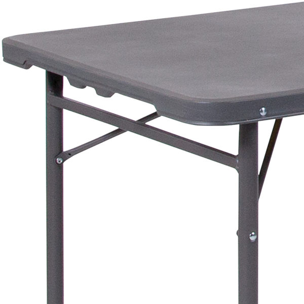 New folding tables in gray w/ Folds in half for storage and travel at Capital Office Furniture near  Bay Lake at Capital Office Furniture