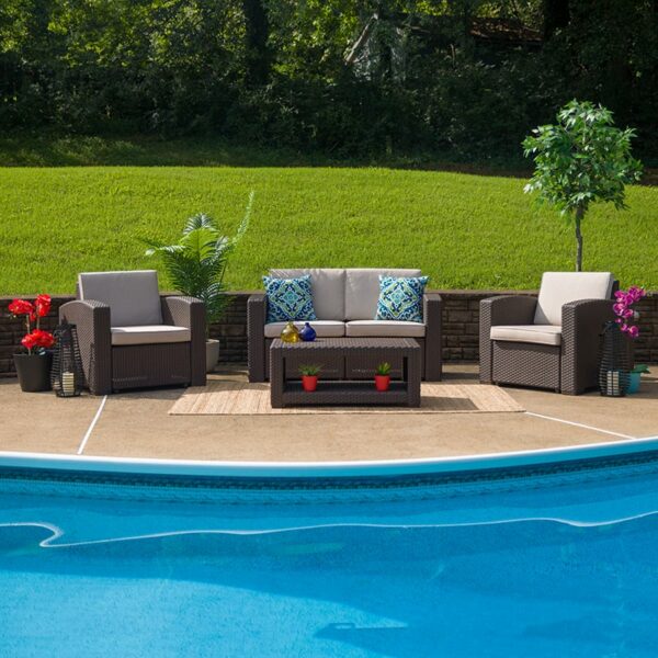 Buy Contemporary Outdoor Seating Set 4 PC Brown Outdoor Rattan Set near  Apopka at Capital Office Furniture