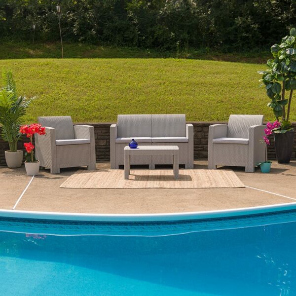 Buy Contemporary Outdoor Seating Set 4 PC Gray Outdoor Rattan Set near  Ocoee at Capital Office Furniture