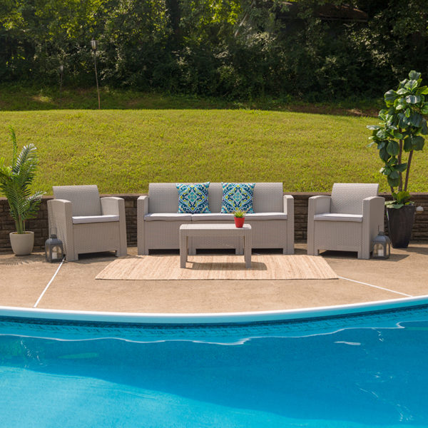 Buy Contemporary Outdoor Seating Set 4 PC Gray Outdoor Rattan Set in  Orlando at Capital Office Furniture