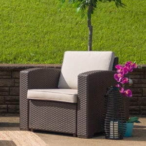 Buy Contemporary Outdoor Chair Chocolate Rattan Outdoor Chair in  Orlando at Capital Office Furniture