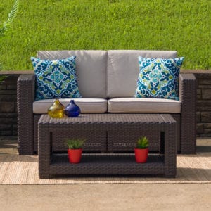 Buy Contemporary Outdoor Loveseat Chocolate Rattan Loveseat in  Orlando at Capital Office Furniture