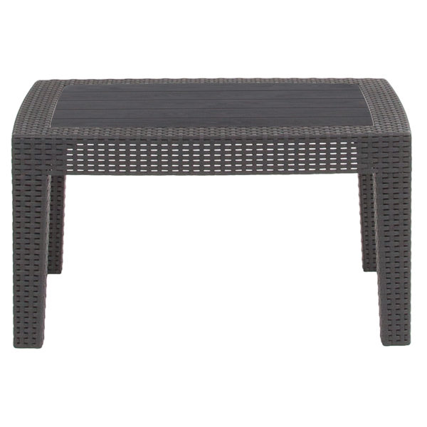 Shop for Dark Gray Rattan Coffee Tablew/ Plank Top with Rattan Border in  Orlando at Capital Office Furniture
