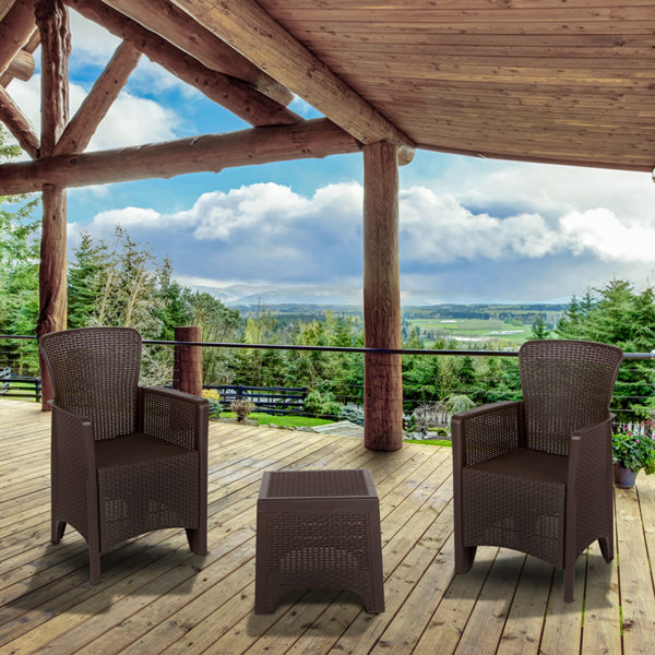 Buy Contemporary Outdoor Seating Set Brown Rattan Chair/Table Set near  Windermere at Capital Office Furniture