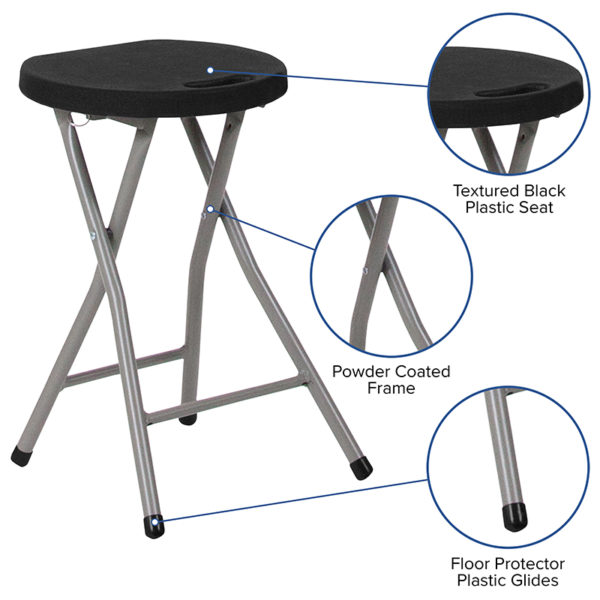 Nice Foldable Stool w/ Plastic Seat & Titanium Frame Silver Powder Coated Frame folding chairs in  Orlando at Capital Office Furniture