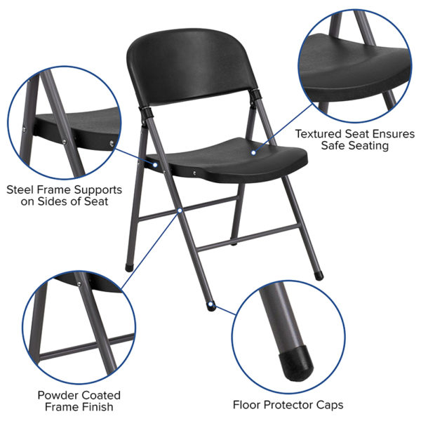 Nice HERCULES Series 330 lb. Capacity Plastic Folding Chair w/ Frame Textured seat reduces slipping folding chairs near  Apopka at Capital Office Furniture
