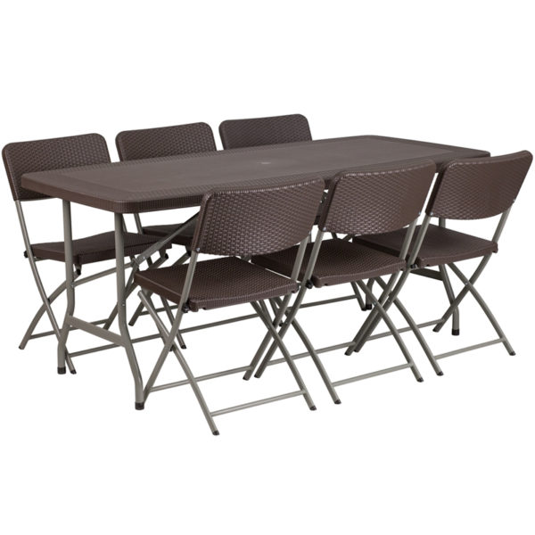 Buy Multipurpose Table Set 32x67 Brown Rattan Table Set near  Sanford at Capital Office Furniture