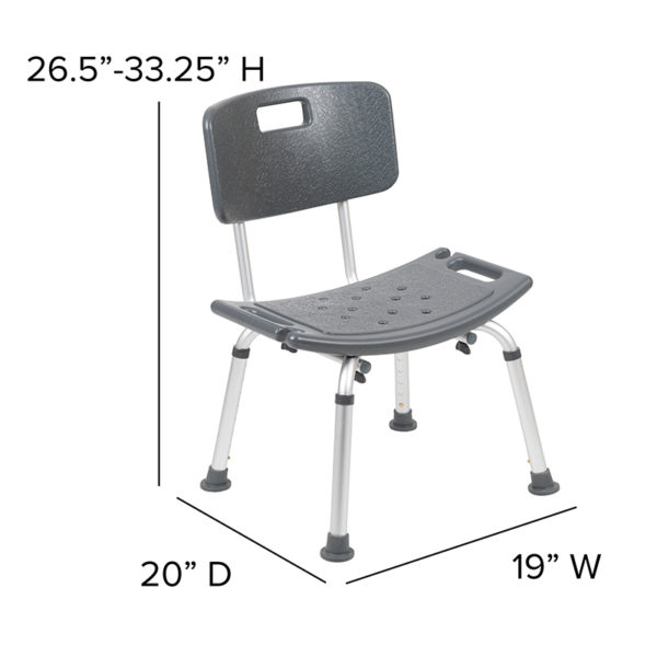 Adjustable Bath & Shower Chair w/ Back Safety Textured Seat with drainage holes medical bathroom equipment near  Apopka at Capital Office Furniture