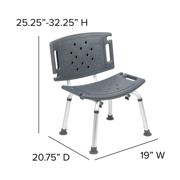 Adjustable Bath & Shower Chair w/ Extra Large Back Ergonomic Textured Saddle Seat with drainage holes medical bathroom equipment near  Saint Cloud at Capital Office Furniture