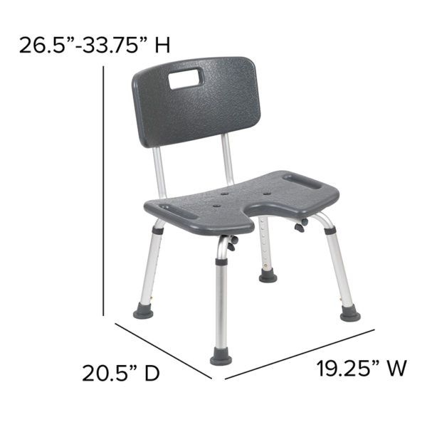 Adjustable Bath & Shower Chair w/ U-Shaped Cutout Safety Textured Seat with drainage holes medical bathroom equipment near  Oviedo at Capital Office Furniture