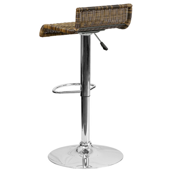 Nice Contemporary Wicker Adjustable Height Barstool w/ Waterfall Seat & Chrome Base Swivel Seat kitchen and dining room furniture near  Casselberry at Capital Office Furniture