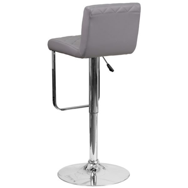 Nice Contemporary Vinyl Adjustable Height Barstool w/ Drop Frame & Chrome Base Quilted Design Covering kitchen and dining room furniture near  Clermont at Capital Office Furniture
