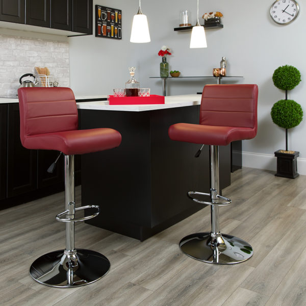 Buy Contemporary Style Stool Burgundy Vinyl Barstool near  Windermere at Capital Office Furniture