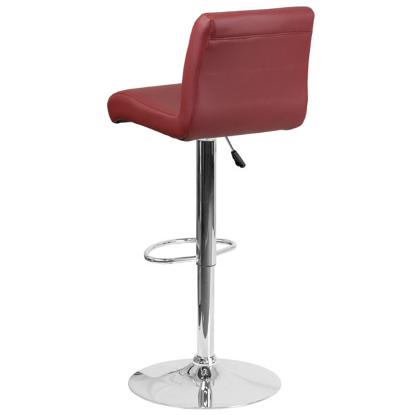 Nice Contemporary Vinyl Adjustable Height Barstool w/ Rolled Seat & Chrome Base Exposed Embellished Stitching on Back kitchen and dining room furniture near  Altamonte Springs at Capital Office Furniture