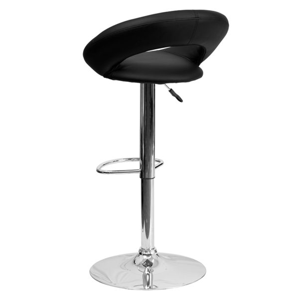 Nice Contemporary Vinyl Rounded Orbit-Style Back Adjustable Height Barstool w/ Chrome Base CA117 Fire Retardant Foam kitchen and dining room furniture near  Casselberry at Capital Office Furniture