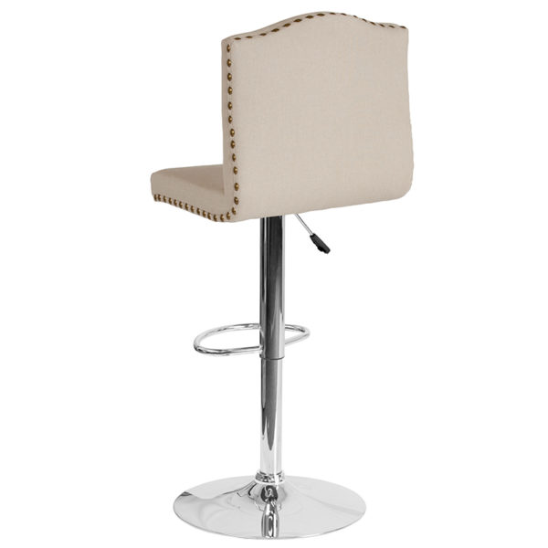 Nice Bellagio Contemporary Adjustable Height Barstool w/ Accent Nail Trim in Fabric Individual Gold Nail Accents kitchen and dining room furniture near  Altamonte Springs at Capital Office Furniture