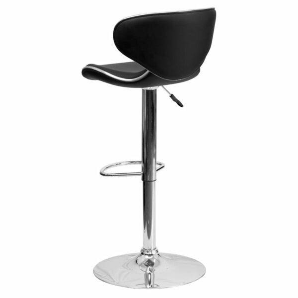 Nice Contemporary Cozy Mid-Back Vinyl Adjustable Height Barstool w/ Chrome Base Deep Curved Back and Seat kitchen and dining room furniture near  Clermont at Capital Office Furniture