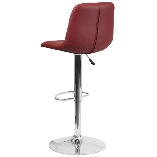 Nice Contemporary Vinyl Adjustable Height Barstool w/ Embellished Stitch Design & Chrome Base Exposed Embellished Stitching kitchen and dining room furniture near  Casselberry at Capital Office Furniture