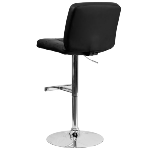 Nice Contemporary Vinyl Adjustable Height Barstool w/ Square Tufted Back & Chrome Base Tufted Covering kitchen and dining room furniture near  Casselberry at Capital Office Furniture