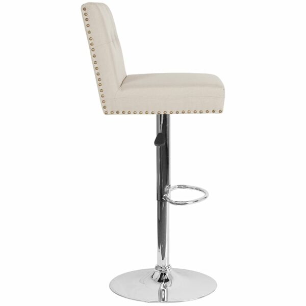 Nice Ravello Contemporary Adjustable Height Barstool w/ Accent Nail Trim in Fabric Individual Gold Nail Accents kitchen and dining room furniture in  Orlando at Capital Office Furniture