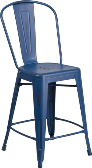 Buy Bistro Style Counter Stool Distressed Blue Metal Stool near  Lake Buena Vista at Capital Office Furniture