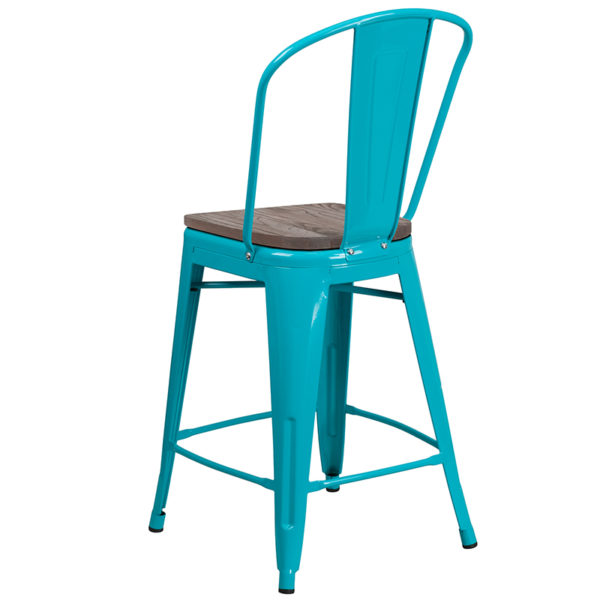 Shop for 24" Teal Metal Counter Stoolw/ Curved Back with Vertical Slat in  Orlando at Capital Office Furniture