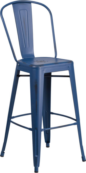 Buy Bistro Style Bar Stool Distressed Blue Metal Stool near  Oviedo at Capital Office Furniture