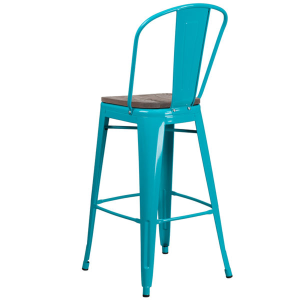 Shop for 30" Teal Metal Barstoolw/ Curved Back with Vertical Slat near  Lake Buena Vista at Capital Office Furniture
