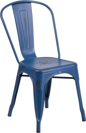 Buy Stackable Bistro Style Chair Distressed Blue Metal Chair near  Clermont at Capital Office Furniture