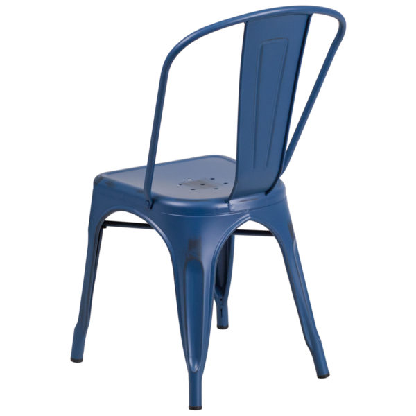 Shop for Distressed Blue Metal Chairw/ Stack Quantity: 8 near  Daytona Beach at Capital Office Furniture