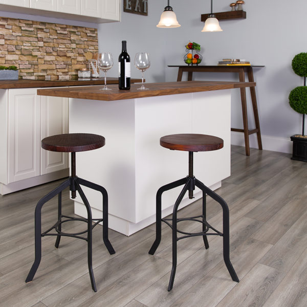 Buy Rustic Style Stool 24" Swivel Lift Wood Seat near  Saint Cloud at Capital Office Furniture