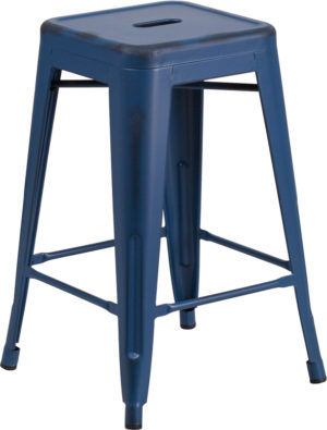 Buy Stackable Industrial Style Modern Stool Distressed Blue Metal Stool near  Oviedo at Capital Office Furniture
