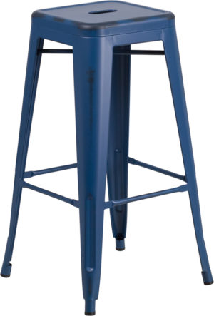 Buy Stackable Industrial Style Modern Stool Distressed Blue Metal Stool near  Lake Buena Vista at Capital Office Furniture