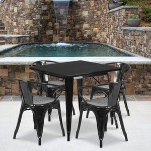 Buy Table and Chair Set 31.5SQ Black Metal Table Set near  Altamonte Springs at Capital Office Furniture