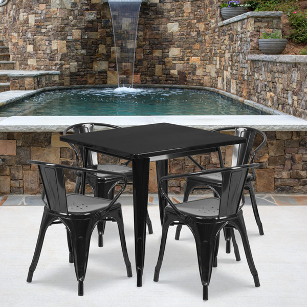 Buy Table and Chair Set 31.5SQ Black Metal Table Set near  Winter Park at Capital Office Furniture