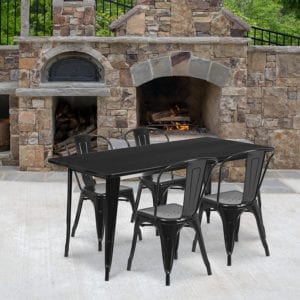 Buy Table and Chair Set 31.5x63 Black Metal Table Set near  Lake Buena Vista at Capital Office Furniture