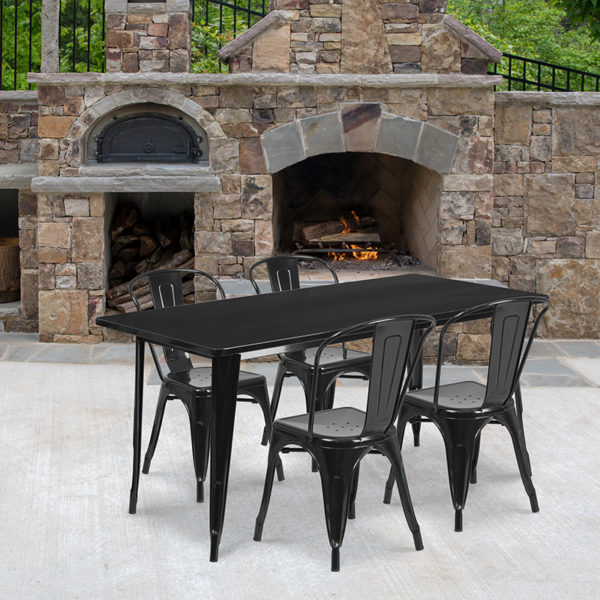 Buy Table and Chair Set 31.5x63 Black Metal Table Set near  Winter Park at Capital Office Furniture